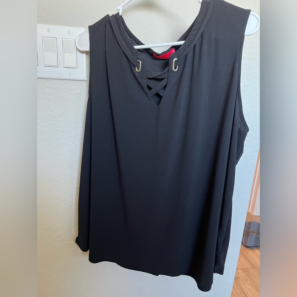 Black sleeveless blouse